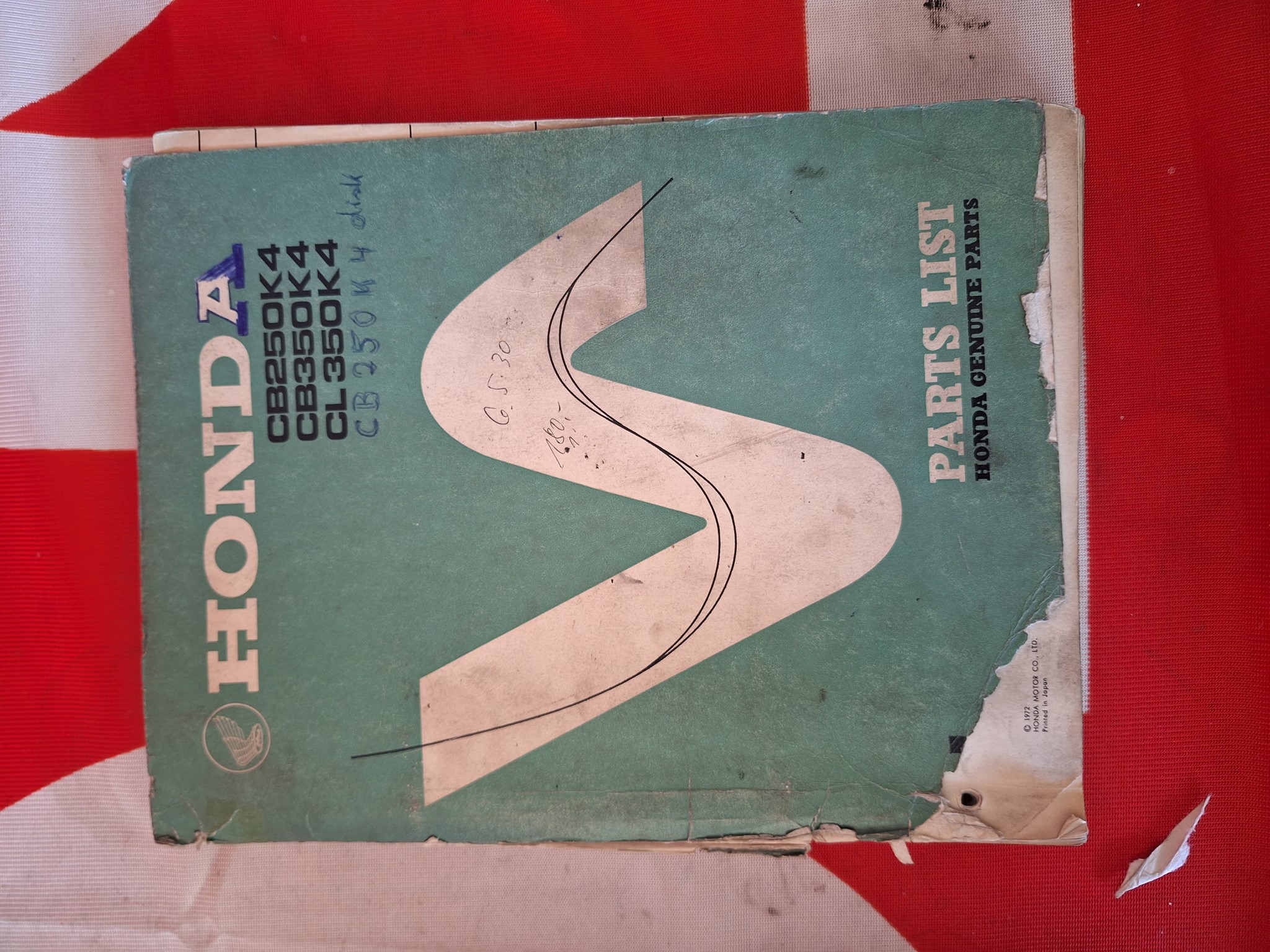Bild von Ersatzteile-Katalog Honda  CB250K4 CB350K4 Einband gerissen
